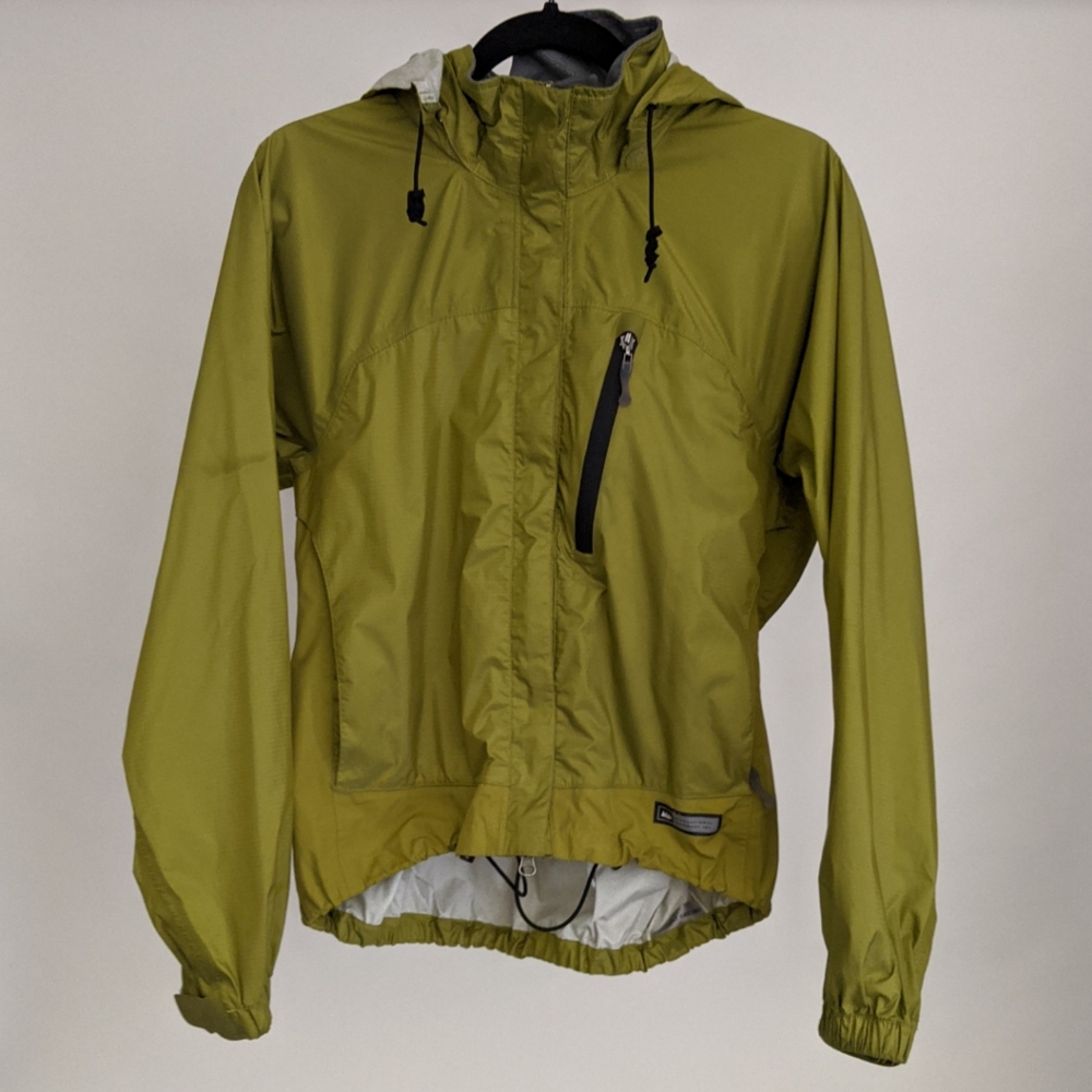 REI Women's Chartreuse Green Windbreaker with Hood